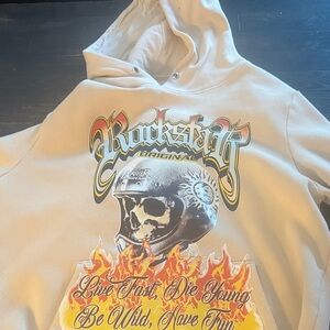 Ruckstein Cream Graphic Hoodie for Men rockstar original